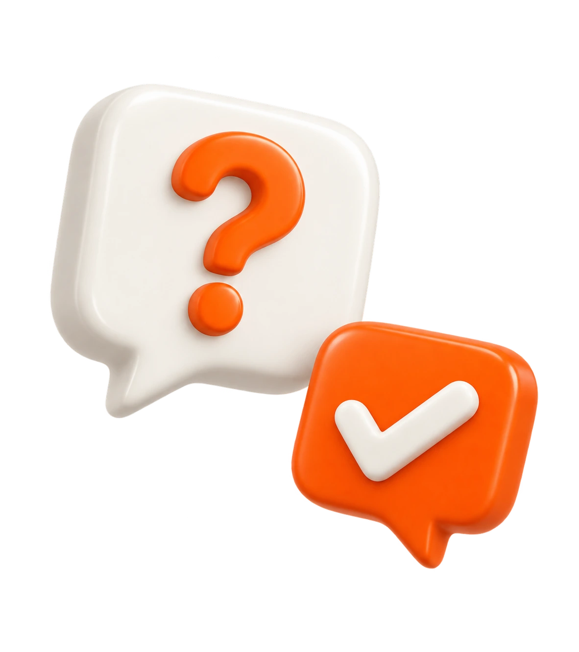 Question and check mark speech bubbles